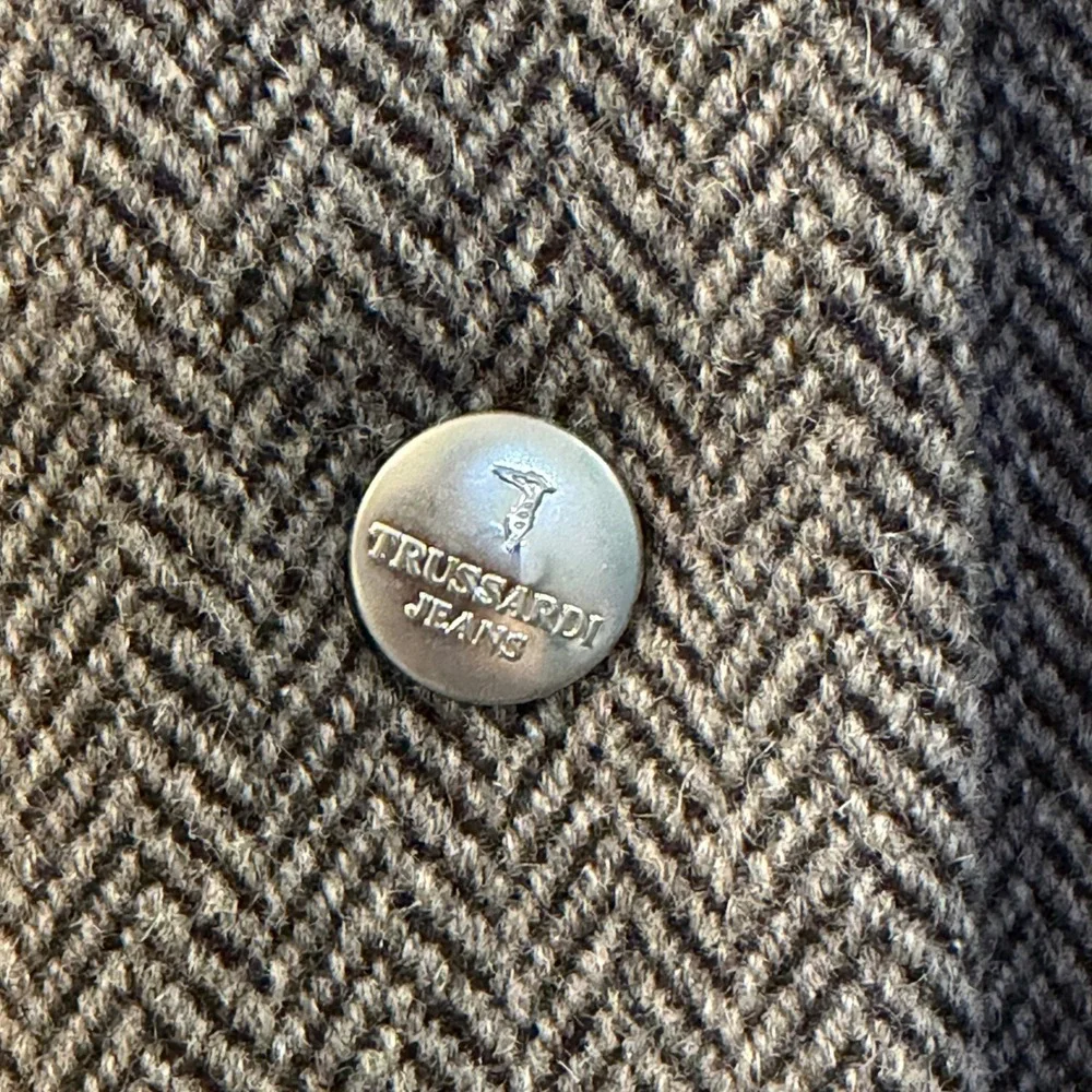 TRUSSARDI JEANS Wool Blend Herringbone Reversible Jacket Coat M Made in Italy‎